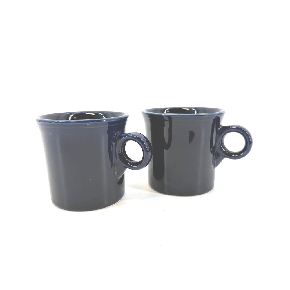 Fiesta Coffee Mugs Set of 2 Cobalt Blue Ring Handle Ceramic 8oz Regular Size